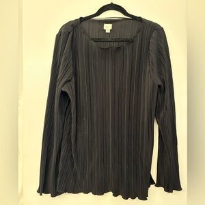 NWOT Black Pleated Long Sleeve Top